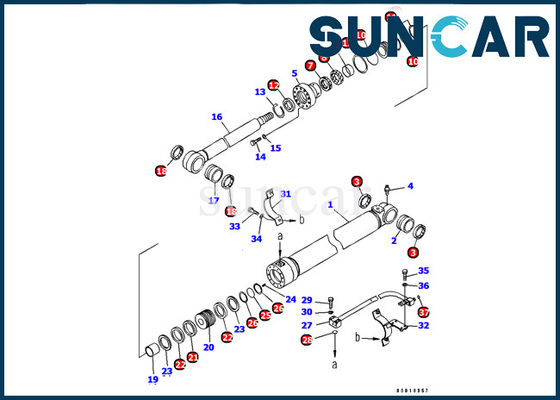 Kit Segel Silinder Boom 707-99-37350 Komatsu PC128US-2-AC suku cadang perbaikan bagian dalam excavator