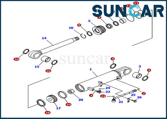 Kit Segel Angkat Ripper Hidraulik 707-99-43710 Kit Perbaikan Silinder Cocok untuk Bulldozer Komatsu D85EX-15R