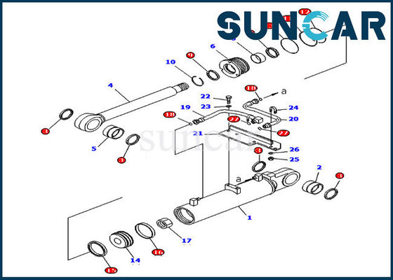 707-98-43650 Ripper Lift Cylinder Sealing Kit Kit Layanan Perbaikan Untuk D85EX-15 Komatsu