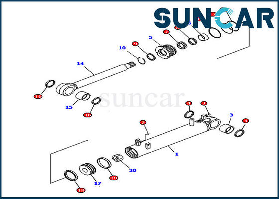 D85EX-15 D85EX-15E0 Model 707-99-43250 Komatsu Trimming Tilt Cylinder Seal Repair Kit