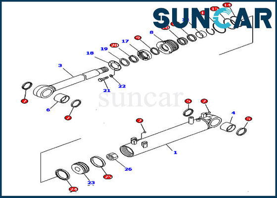 707-99-43380 7079943380 Kit Layanan Hidrolik D85EX-15 Kit Segel Penggantian Silinder Komatsu