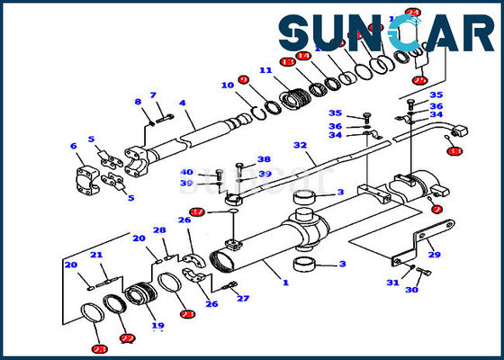 707-99-24555 Counter Weight Cylinder Repair Seal Kit Untuk D85C-21 Komatsu Crawler Dozer