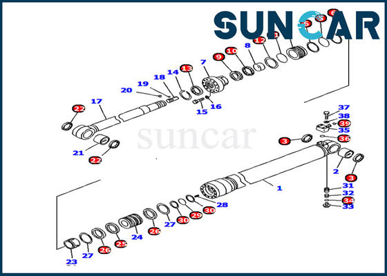 Kit Segel Silinder Lengan Hidraulik 707-99-44390 Kit Perbaikan Excavator Cocok untuk Komatsu PC128US-2-AC