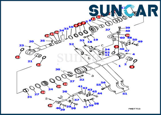 Kit Servis Komatsu 707-99-67290 Kit Segel Silinder Bucket Untuk Bagian Dalam Excavator PC1100-6