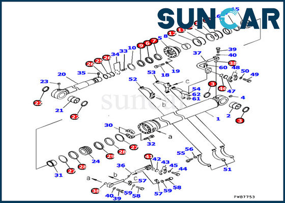 PC1250SP-7 Model 707-99-67840 Komatsu Bucket Cylinder Seal Kit Komatsu Excavator Kit Perbaikan Bagian Dalam