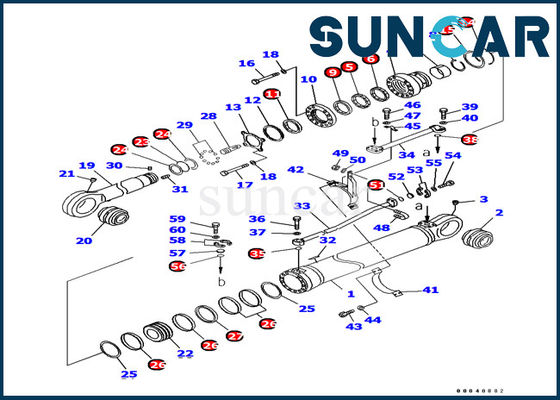 707-99-69780 Arm Cylinder Seal Kit Kit Servis Silinder Hidrolik Cocok untuk Excavator Komatsu PC1250-7