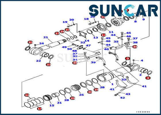 707-99-72370 Bawah Dump Cylinder Seal Kit Untuk Loader Komatsu PC1250-7 Bagian Dalam Mesin
