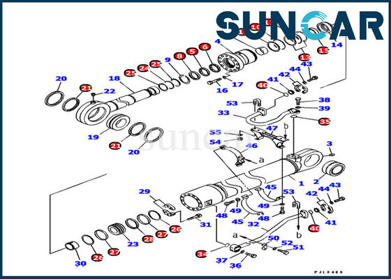 Kit Segel Komatsu 707-99-77190 Suku Cadang Kit Servis Silinder Bucket Untuk Perbaikan Bagian Dalam Excavator PC1250LC-8