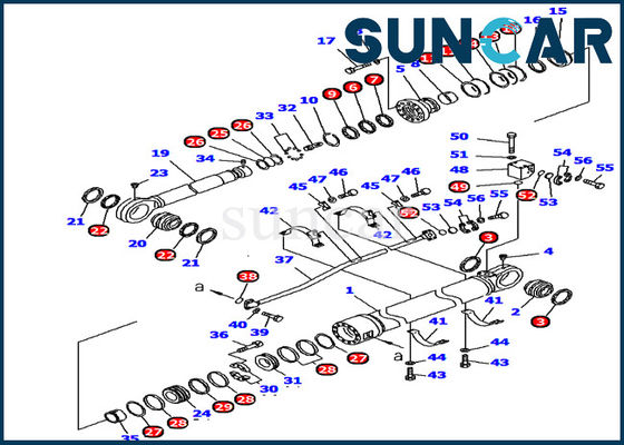 707-99-89250 Komatsu Arm Cylinder Seal Kit Cocok untuk PC1250-7 Model Excavator Kit Perbaikan Dalam