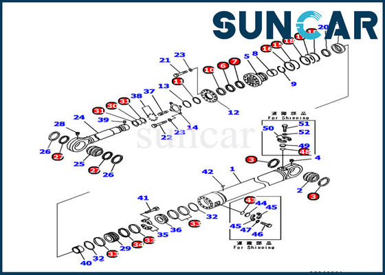 707-99-89270 Kit Penyegelan Komatsu Tahan Minyak PC1250-7 Kit Layanan Silinder Lengan Excavator
