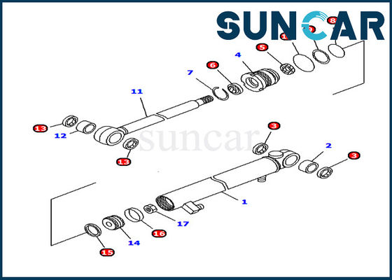 707-98-04640 Excavator Arm Cylinder Oil Resistance Seal Kit Komatsu PC12R-8 Penggantian Bagian Dalam