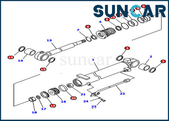 707-98-10880 Boom Cylinder Replacement Seal Kit PC12R-8 Komatsu Service Kit Model Suku Cadang Perbaikan