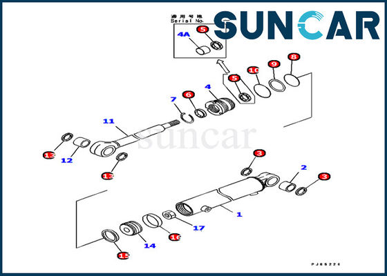 707-98-11310 Kit Servis Silinder Hidraulik Boom Swing Komatsu PC12R-8 Kit Segel Perbaikan Silinder