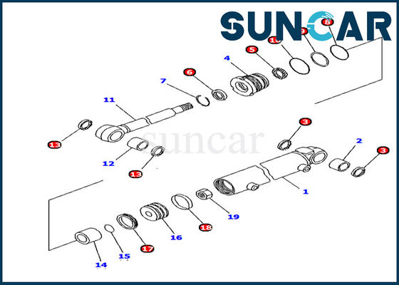 Ketahanan Minyak Komatsu 707-98-11330 Kit Segel Silinder Boom Swing PC12R-8 Kit Perbaikan Excavator