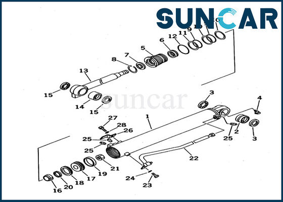 Segel Komatsu Hidraulik 707-98-13020 PC12UU-2 Excavator Bucket Cylinder Bagian Dalam Seal Kit