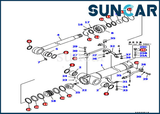PC128UU-1 Excavator 707-99-38710 Komatsu Arm Cylinder Sealing Kit Peralatan Bagian Dalam