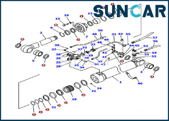 707-99-56630 Komatsu Boom Menyesuaikan Kit Servis Silinder PC180LC-7-E0 Kit Segel Dalam Excavator