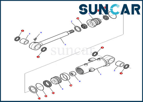 Komatsu 878000379 Blade Cylinder Seal Kit Cocok untuk Mesin Excavator PC12R-8 Kit Layanan Suku Cadang Dalam