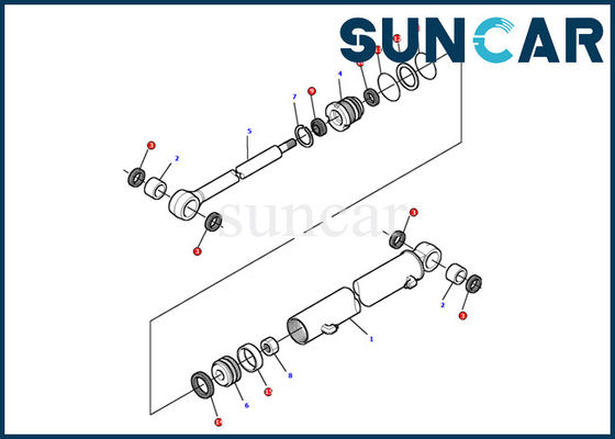 878000497 Boom Swing Cylinder Seal Kit Komatsu Excavator PC12R-8 Perbaikan Bagian Dalam Sealing Kit