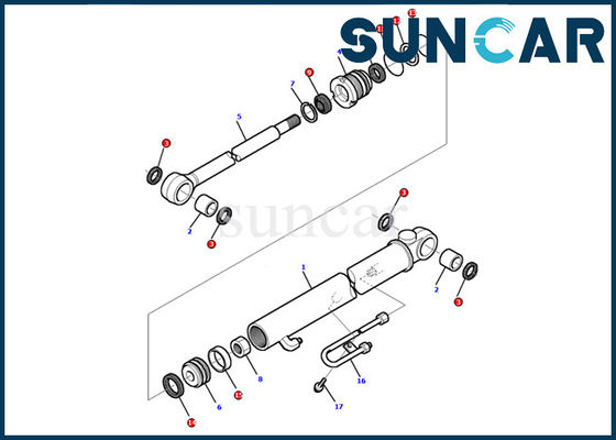 Kit Segel Silinder Bucket 878000498 Komatsu PC12R-8 Suku Cadang Perbaikan Bagian Dalam Excavator Tahan Minyak