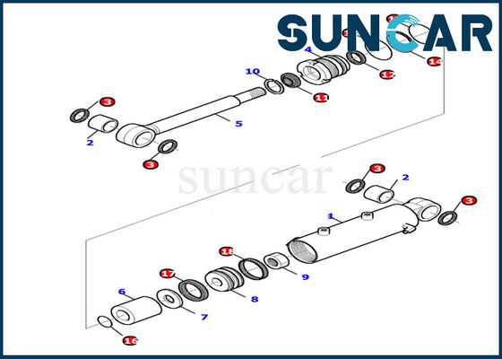 878000499 Blade Silinder Hidrolik Seal Kit PC15R-8 Komatsu Excavator Bagian Dalam Kit Gasket