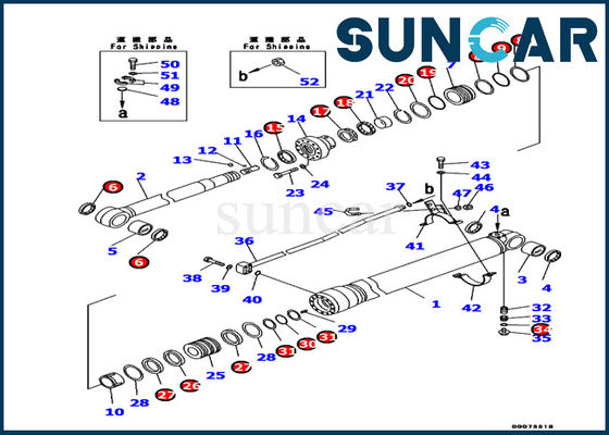707-99-37310 Komatsu Boom Cylinder Seal Kit Suku Cadang Excavator Kit Perbaikan Penyegelan PC130-7K