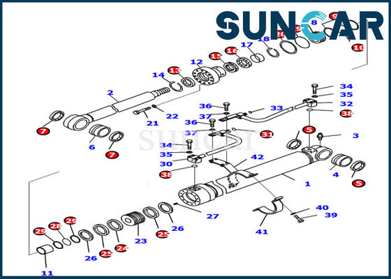 707-99-37740 Kit Segel Silinder Boom Komatsu PC138US-10 Kit Layanan Perbaikan Silinder Kiri