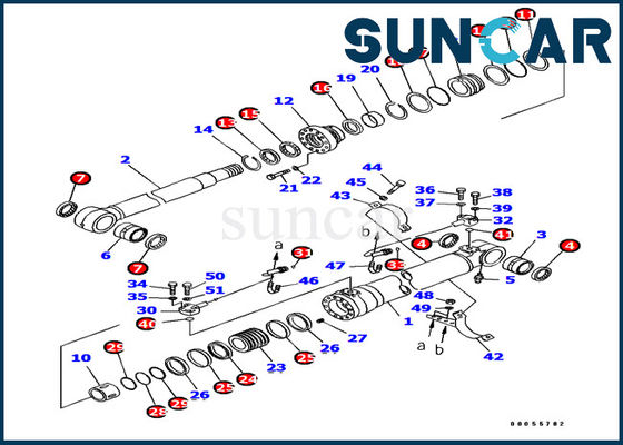 PC180LC-7-E0 Komatsu 707-99-38760 Kit Segel Silinder Boom Kit Layanan Excavator Suku Cadang Segel Minyak Dalam