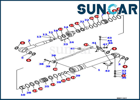 707-99-45170 Komatsu Excavator Suku Cadang Perbaikan Hidrolik Pc130-8 Model Arm Cylinder Seal Kit