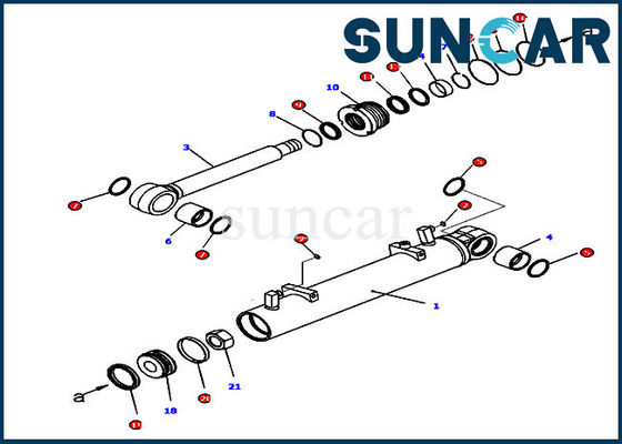 707-99-34270 Trimming Sealing Kit R.H. Cylinder D65EX-16 Kit Layanan Perbaikan Komatsu