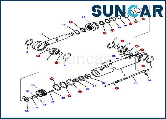 707-99-36720 Dozer Blade Angle Cylinder Seal Repair Kit Cocok untuk D65EX-16 D65PX-16 Komatsu