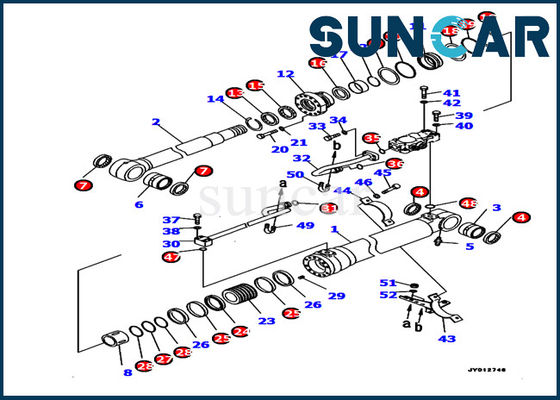 Komatsu Excavator 707-99-46440 Kit Perbaikan Seal Boom Cylinder Kit Servis Model PC190LC-8