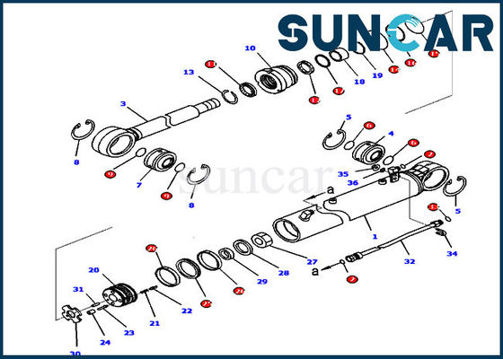 D65WX-16 Kit Penyegelan Silinder Sudut 707-99-36680 Kit Perbaikan Silinder Komatsu Dozer