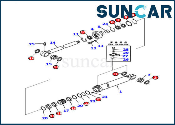707-99-53310 Boom Cylinder Seal Kit Peralatan Kerja Komatsu Excavator PC130-8 Service Kit