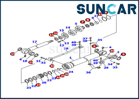 707-99-24730 Komatsu Excavator Sealing Kit Ketahanan Minyak PC130F-7 Bucket Cylinder Repair Kit