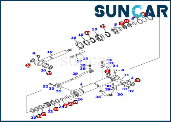 707-99-24740 Bucket Cylinder Bagian Dalam Seal Kit Cocok untuk PC130F-7 Komatsu Excavator Perbaikan Kit