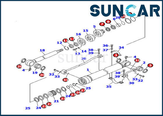 707-99-27470 Komatsu Bucket Cylinder Service Kit Seal Perbaikan Kit Untuk Penggantian Excavator PC130F-7