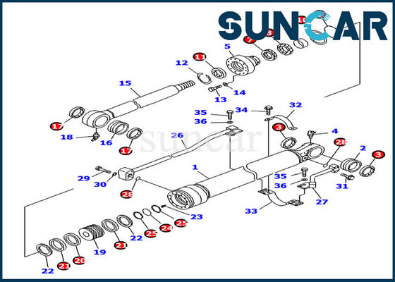 Ketahanan Minyak 707-99-27500 Kit Segel Silinder Bucket PC130F-7 Kit Penyegelan Komatsu Excavator