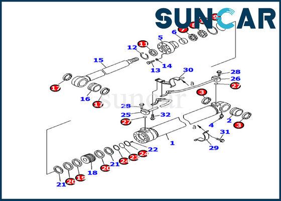 707-99-27520 Kit Segel Perbaikan Silinder Hidraulik Komatsu Boom Cylinder Service Kit Model PC130F-7