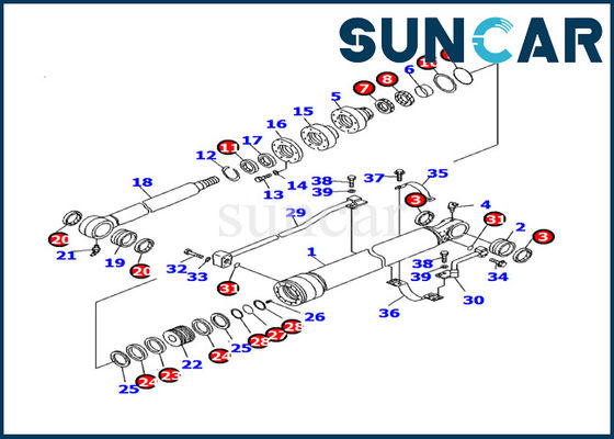 707-99-27590 Excavator Bucket Cylinder Seal Kit Cocok Komatsu Bagian Dalam Model PC130F-7