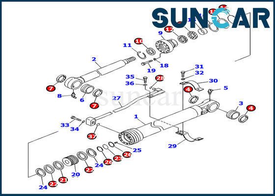 PC138US-8 Komatsu 707-99-27780 Excavator Bucket Cylinder Seal Kit Mesin Penyegelan Suku Cadang Perbaikan