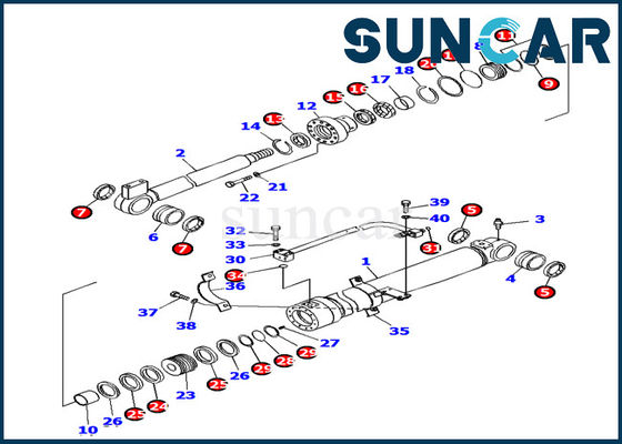 707-99-38450 Kit Penyegelan Silinder Boom Komatsu PC138US-8 Kit Penggantian Excavator