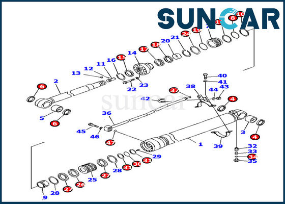 707-99-38780 Arm Cylinder Sealing Kit Komatsu PC138US-8 Seal Repair Kit Penggantian Excavator