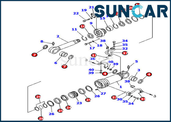 707-99-38790 Blade Lift Cylinder Seal Kit Komatsu PC138US-8 Excavator Bagian Dalam Perbaikan Kit