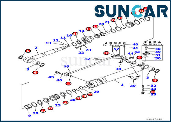 707-99-38820 Komatsu PC138US-8 Excavator Bagian Dalam Lengan Silinder Seal Kit Kit Perbaikan Mesin