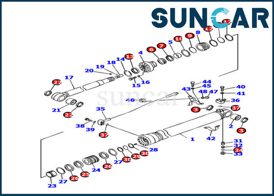 Kit Servis Lengan Silinder Tahan Minyak 707-99-45080 Cocok untuk Kit Segel Excavator Komatsu PC130F-7