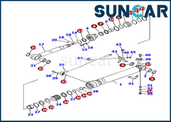 Komatsu 707-99-45180 Arm Cylinder Seal Kit PC130F-7 Penggantian Kit Servis Suku Cadang Dalam Excavator