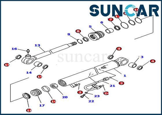 707-98-04700 Kit Segel Silinder Bucket Komatsu PC18MR-2 PC14R-3 Kit Servis Dalam Excavator