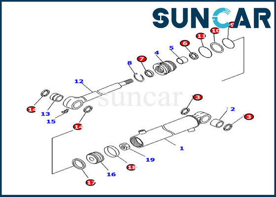 707-98-11220 Komatsu Boom Swing Cylinder Seal Kit PC14R-3 Kit Perbaikan Silinder Hidrolik Assy