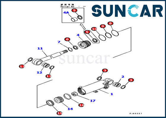707-98-12650 Kit Servis Silinder Blade Komatsu Cocok untuk Kit Segel Penggantian Excavator PC15MR-1